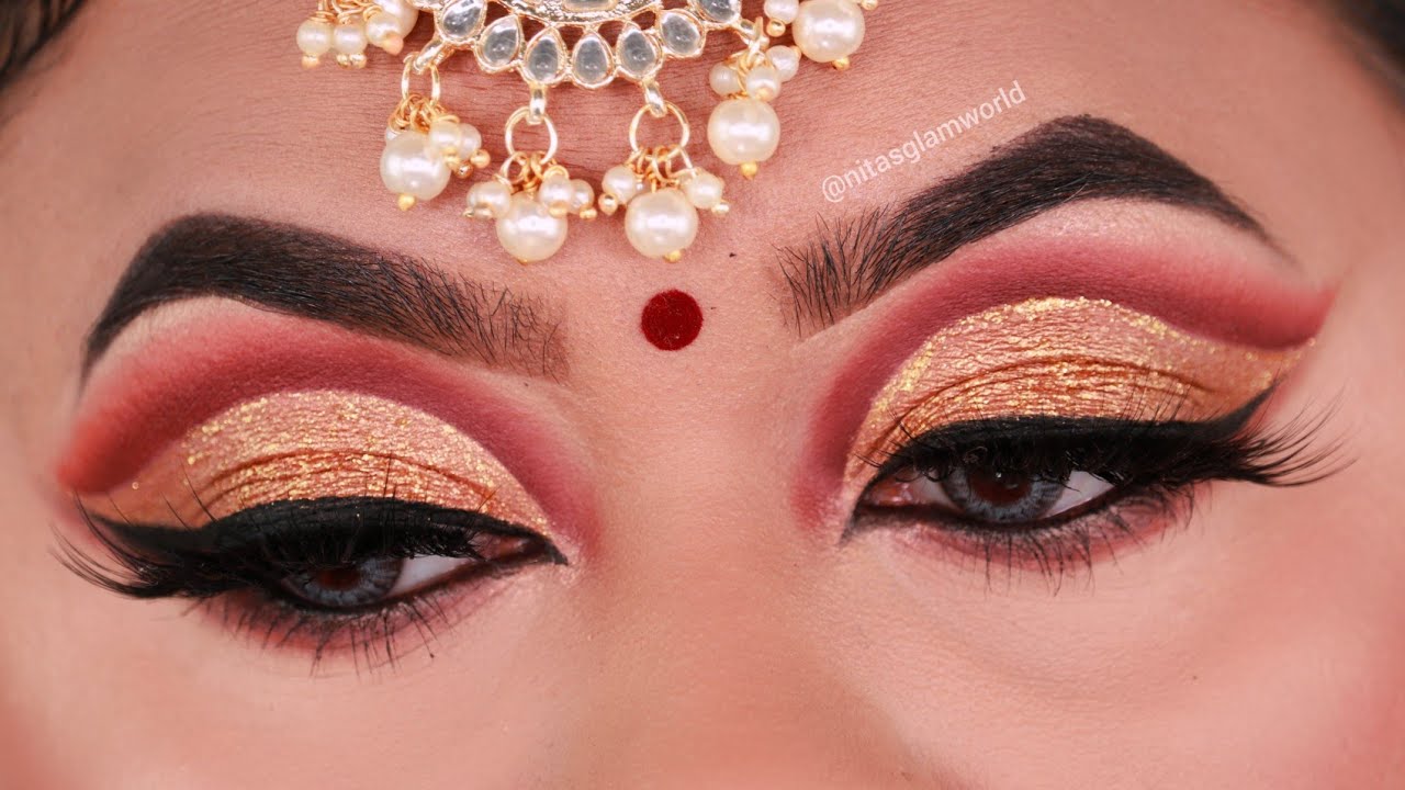 Brown & Gold Full Cut Crease Indian/South Asian Bridal Eye Makeup